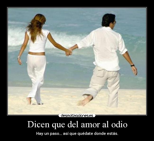Dicen que del amor al odio - Hay un paso... así que quédate donde estás.