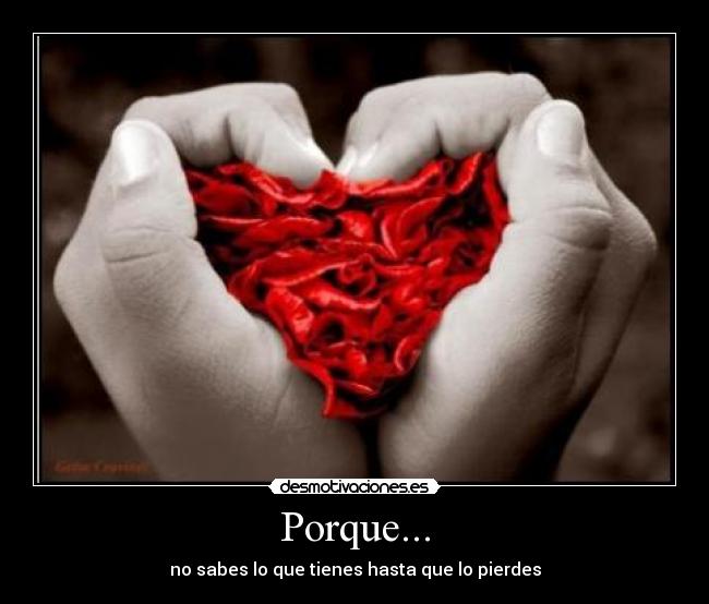 Porque... - no sabes lo que tienes hasta que lo pierdes