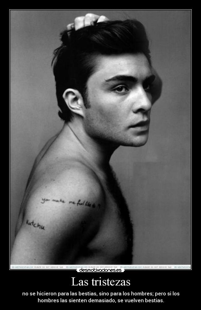 Las tristezas - no se hicieron para las bestias, sino para los hombres; pero si los
hombres las sienten demasiado, se vuelven bestias.