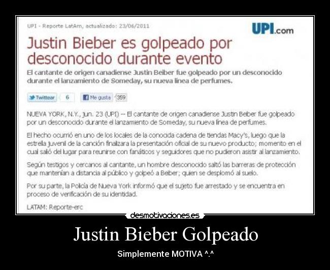 Justin Bieber Golpeado - Simplemente MOTIVA ^.^