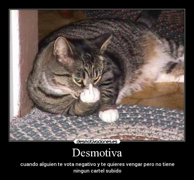 Desmotiva - cuando alguien te vota negativo y te quieres vengar pero no tiene ningun cartel subido