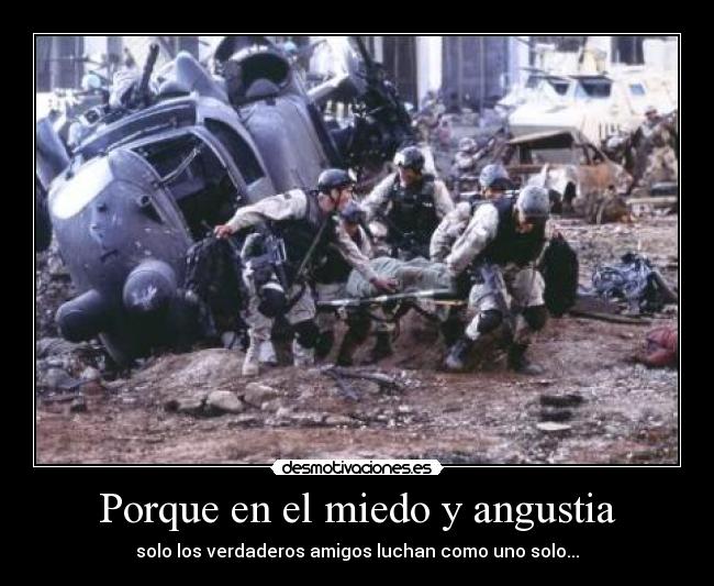 Porque en el miedo y angustia - solo los verdaderos amigos luchan como uno solo...