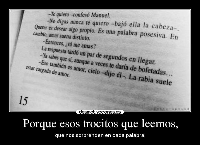 Porque esos trocitos que leemos, -