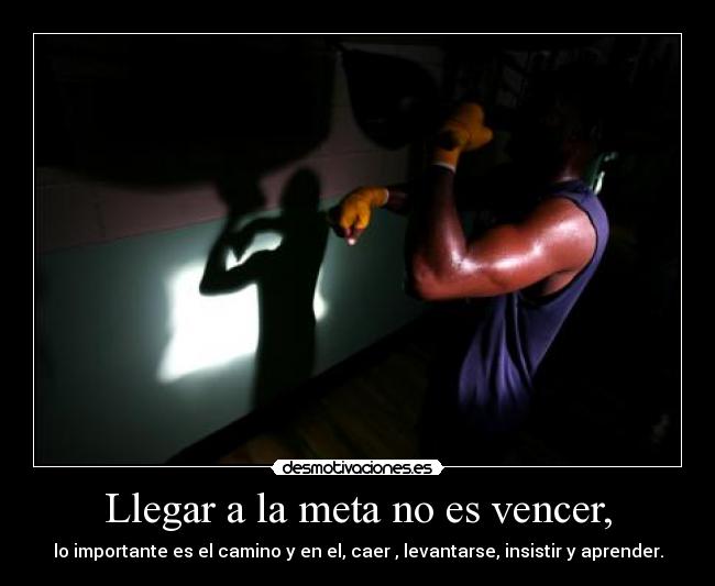Llegar a la meta no es vencer, - lo importante es el camino y en el, caer , levantarse, insistir y aprender.