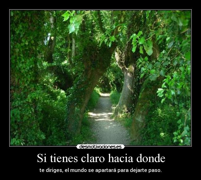 Si tienes claro hacia donde -  te diriges, el mundo se apartará para dejarte paso. 