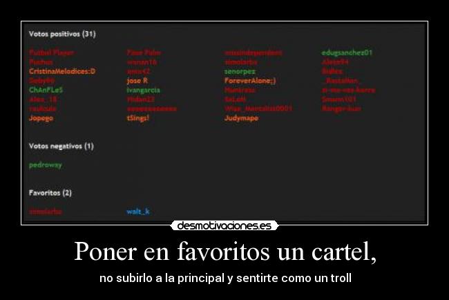 Poner en favoritos un cartel, -