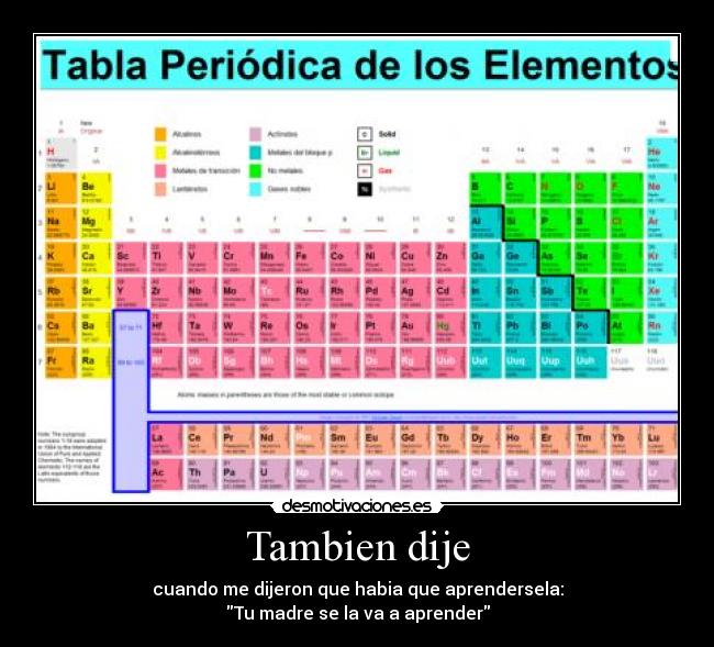 Tambien dije - cuando me dijeron que habia que aprendersela:
Tu madre se la va a aprender