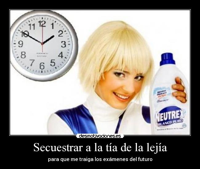 Secuestrar a la tía de la lejía - para que me traiga los exámenes del futuro