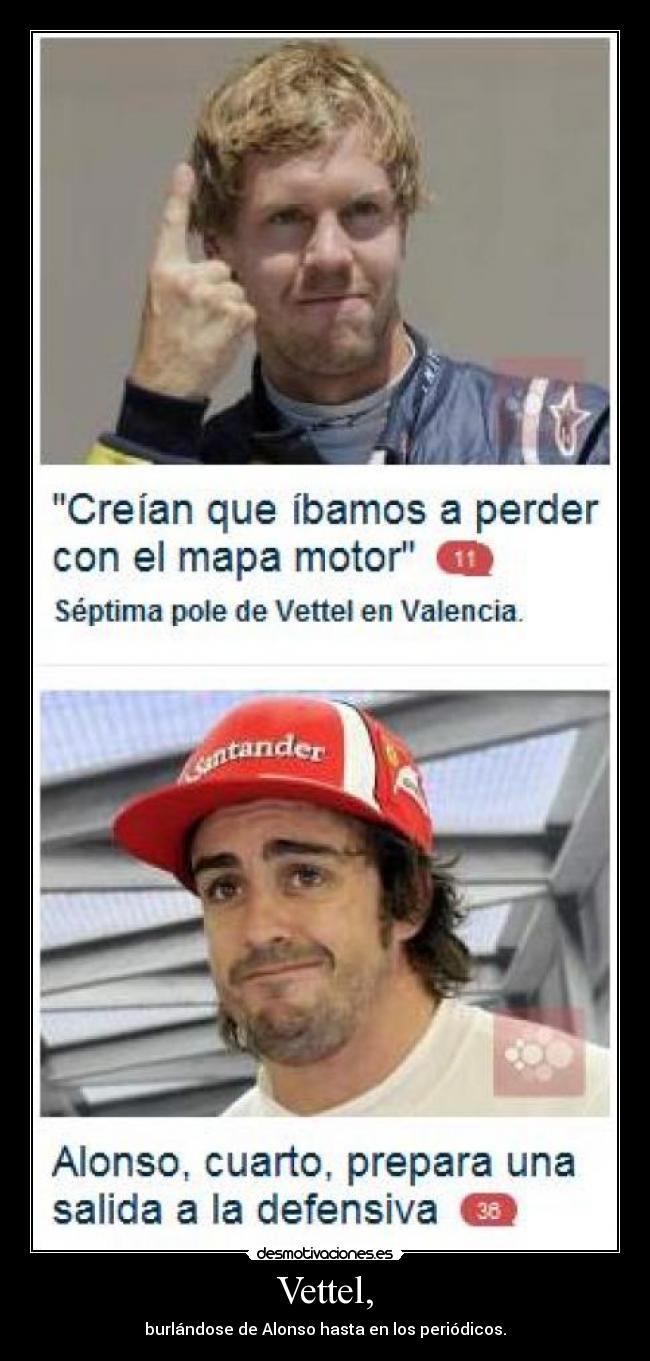 carteles vettel alonso f1 burla periodicos desmotivaciones