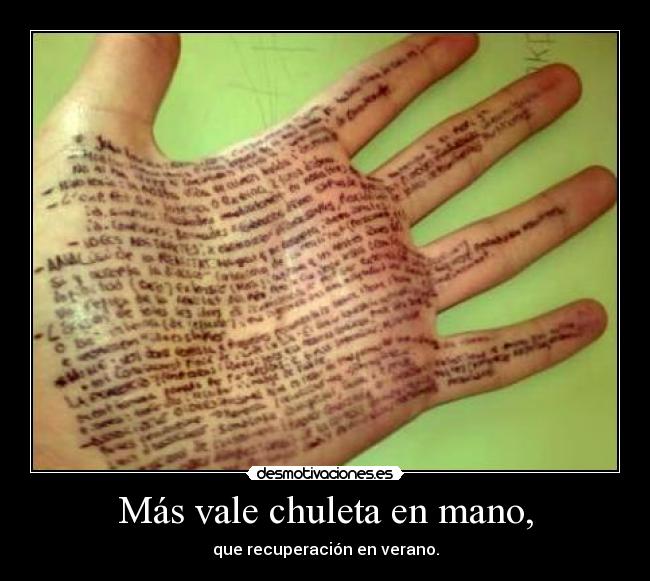 Más vale chuleta en mano, - que recuperación en verano.