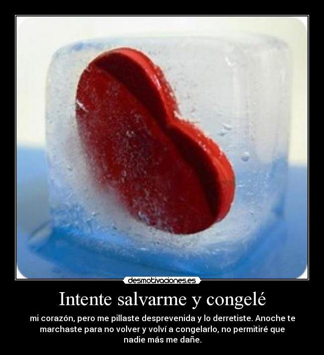 Intente salvarme y congelé -