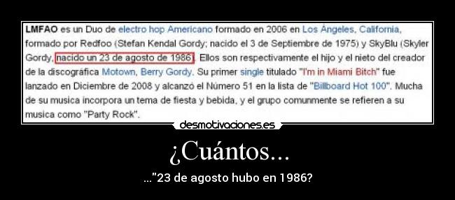 ¿Cuántos... - ...23 de agosto hubo en 1986?