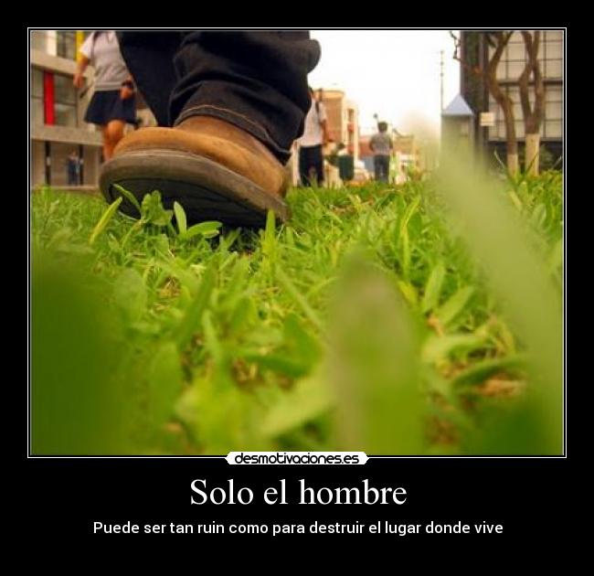 Solo el hombre - Puede ser tan ruin como para destruir el lugar donde vive
