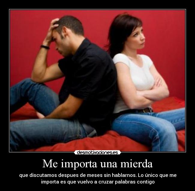 Me importa una mierda - que discutamos despues de meses sin hablarnos. Lo único que me
importa es que vuelvo a cruzar palabras contigo