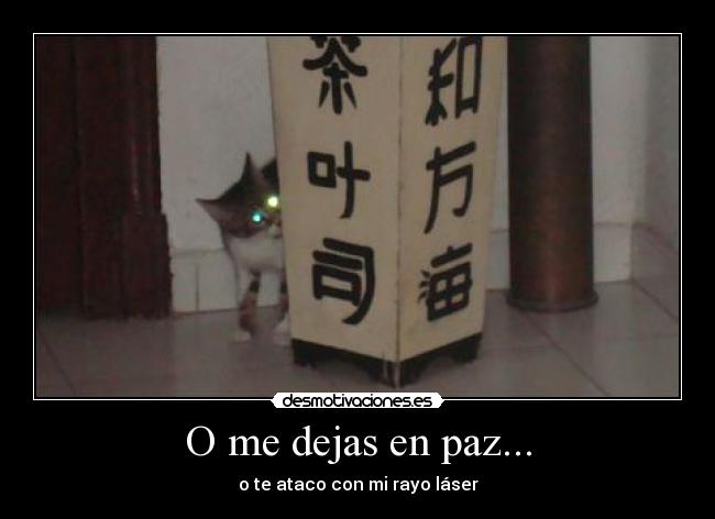 O me dejas en paz... - o te ataco con mi rayo láser