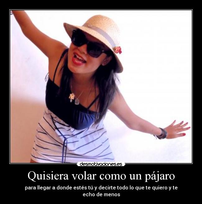 Quisiera volar como un pájaro - para llegar a donde estés tú y decirte todo lo que te quiero y te echo de menos