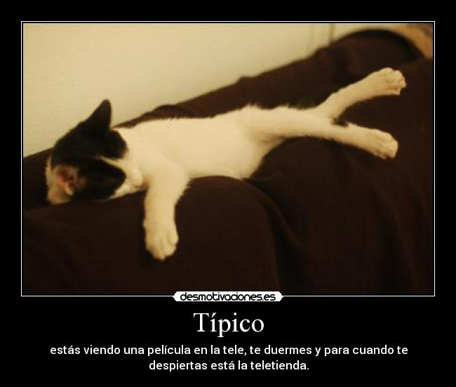 Típico - estás viendo una película en la tele, te duermes y para cuando te
despiertas está la teletienda.