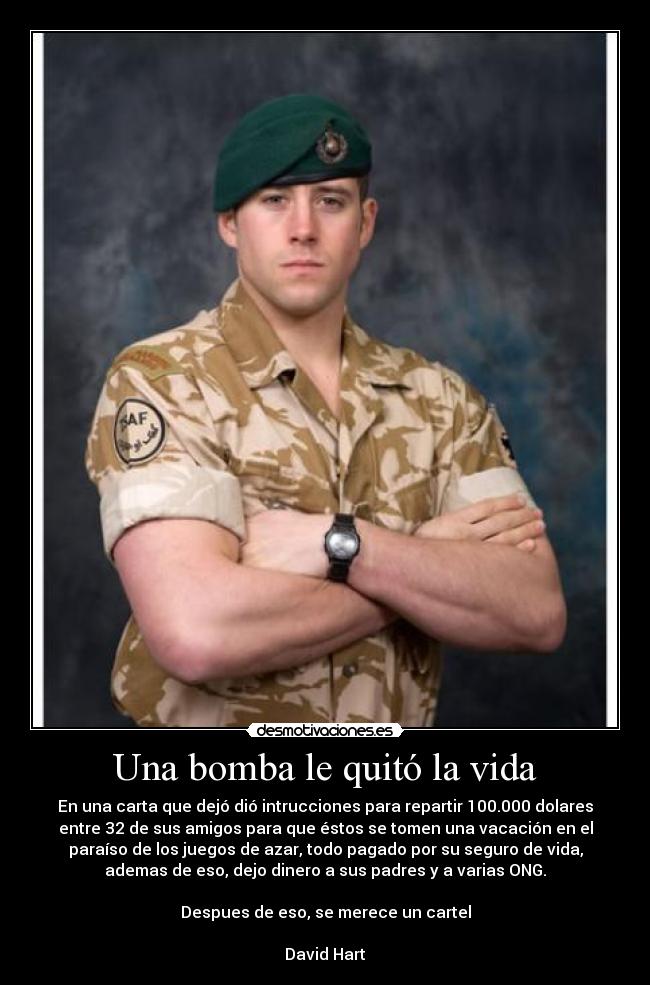 Una bomba le quitó la vida -