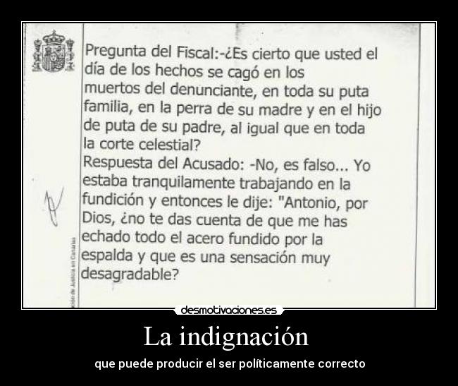 La indignación  - que puede producir el ser políticamente correcto