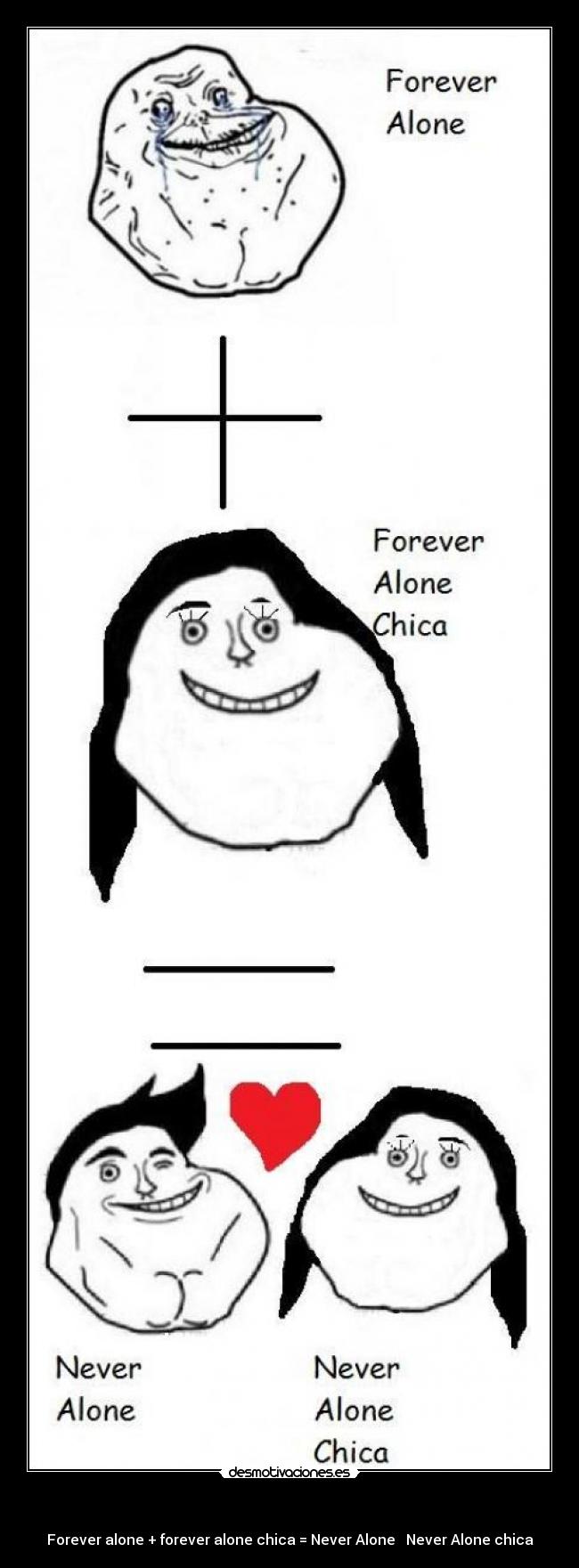      - Forever alone + forever alone chica = Never Alone ♥ Never Alone chica