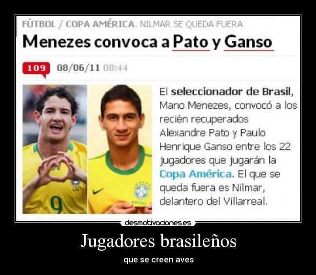 Jugadores brasileños - que se creen aves