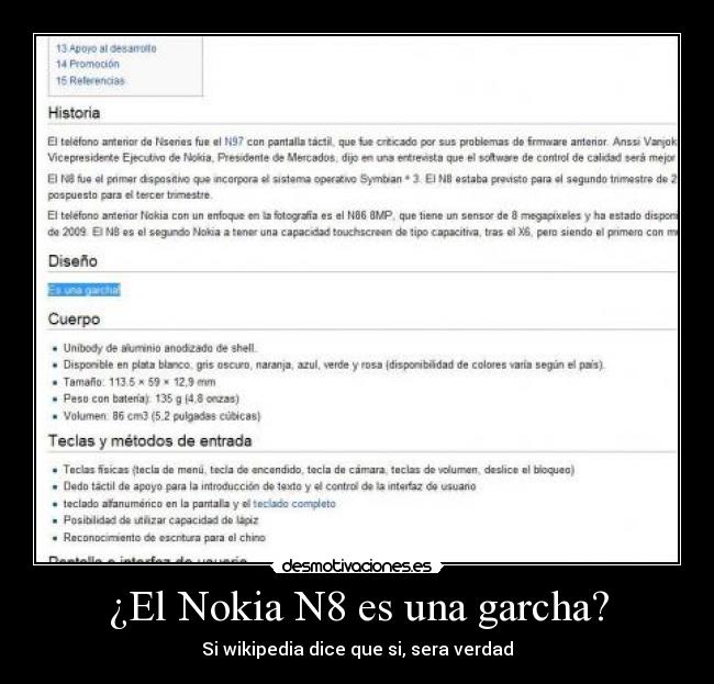 ¿El Nokia N8 es una garcha? - Si wikipedia dice que si, sera verdad