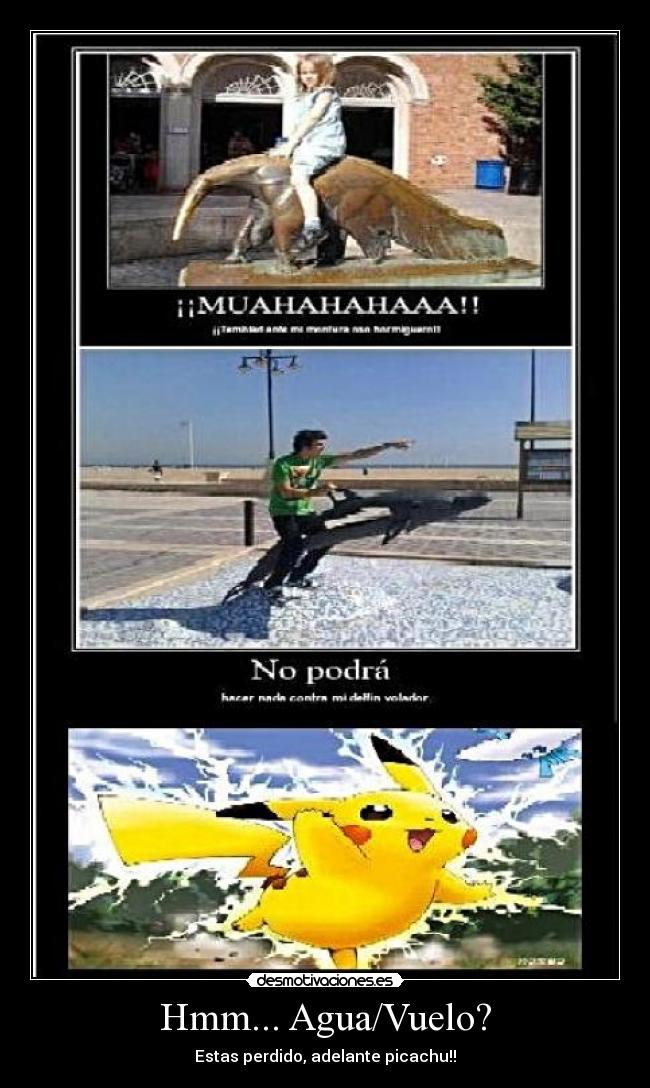 carteles delfin volador pichachu pokemon desmotivaciones