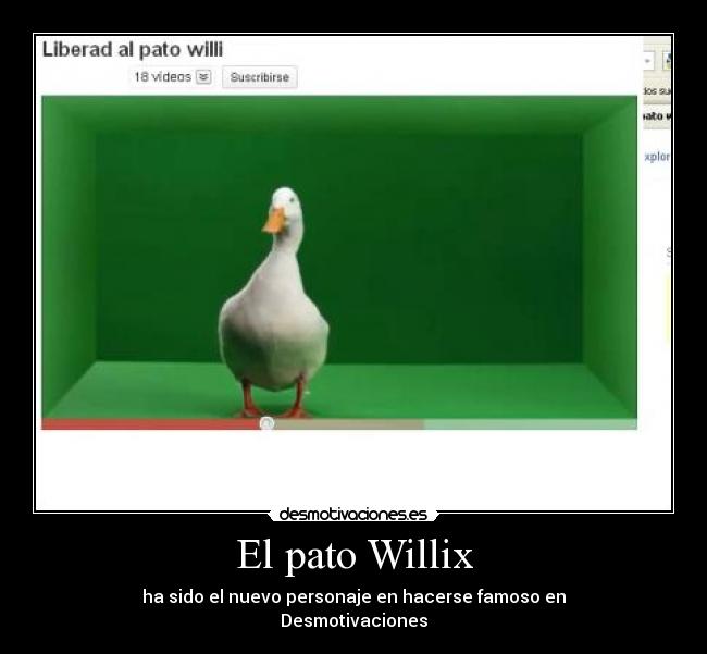El pato Willix - ha sido el nuevo personaje en hacerse famoso en
Desmotivaciones