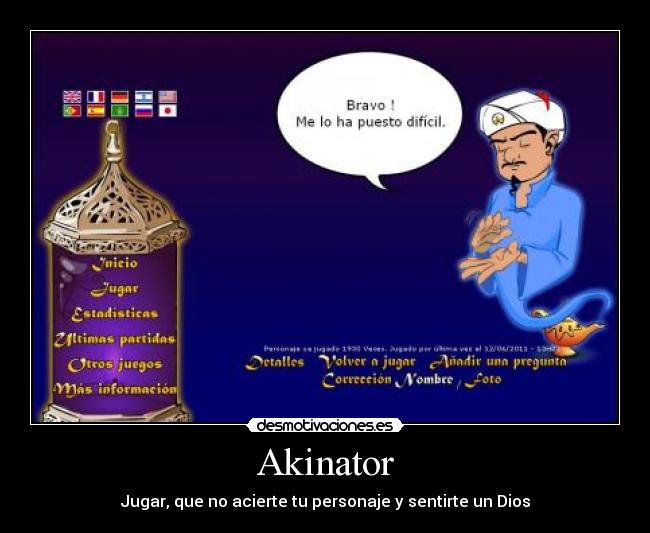 Akinator - Jugar, que no acierte tu personaje y sentirte un Dios