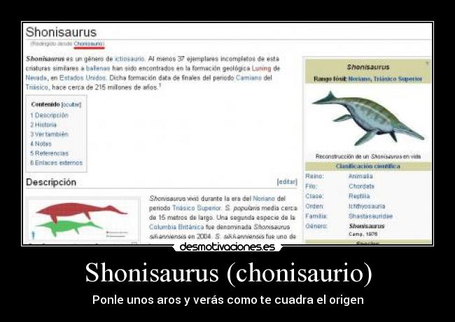 Shonisaurus (chonisaurio) - Ponle unos aros y verás como te cuadra el origen