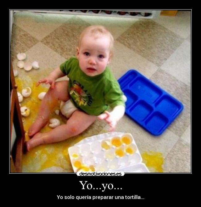 Yo...yo... - Yo solo quería preparar una tortilla...