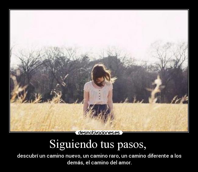 Siguiendo tus pasos,  - descubrí un camino nuevo, un camino raro, un camino diferente a los
demás, el camino del amor.
