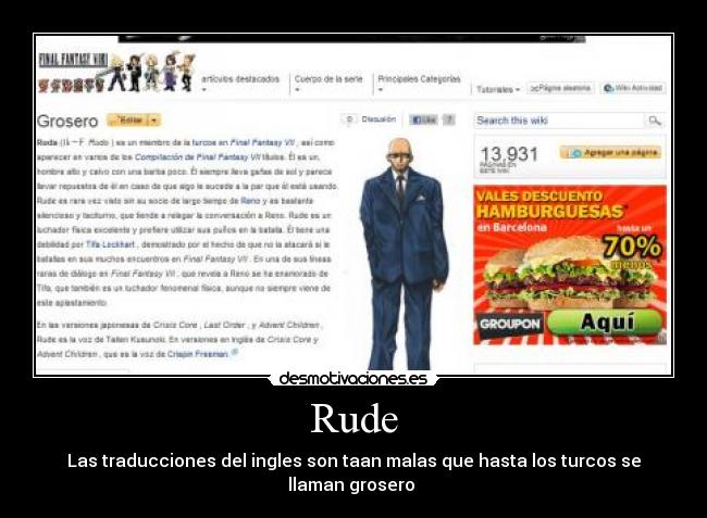 Rude - Las traducciones del ingles son taan malas que hasta los turcos se llaman grosero 