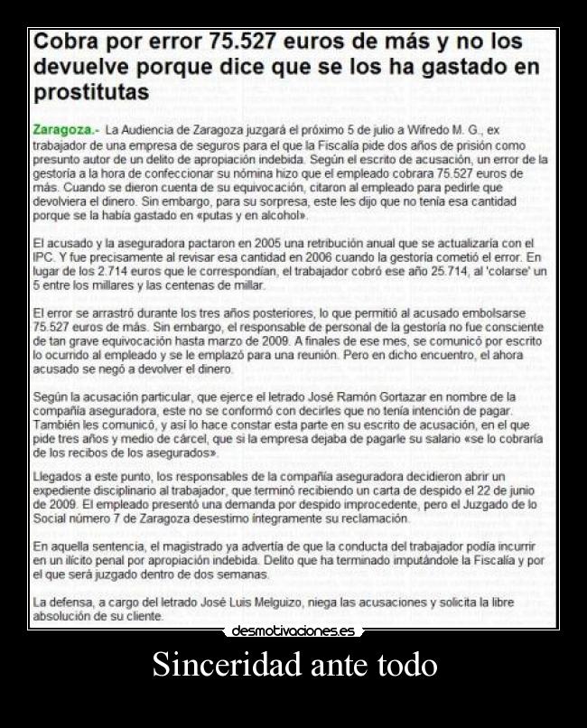 Sinceridad ante todo - 