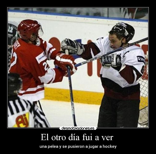 El otro día fui a ver - una pelea y se pusieron a jugar a hockey