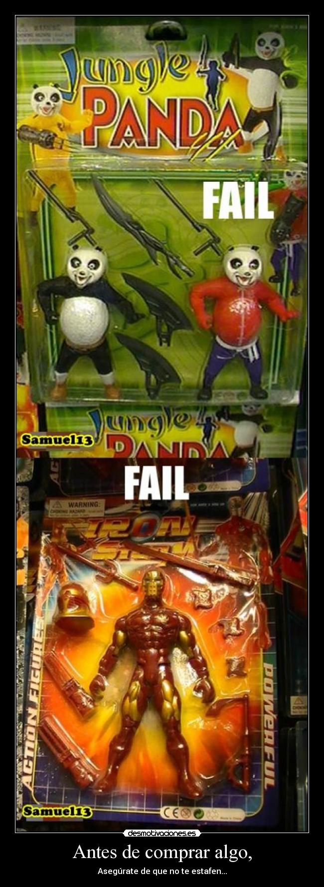 carteles fail samuel13 comprar ironman kung-fupanda muneco chino desmotivaciones
