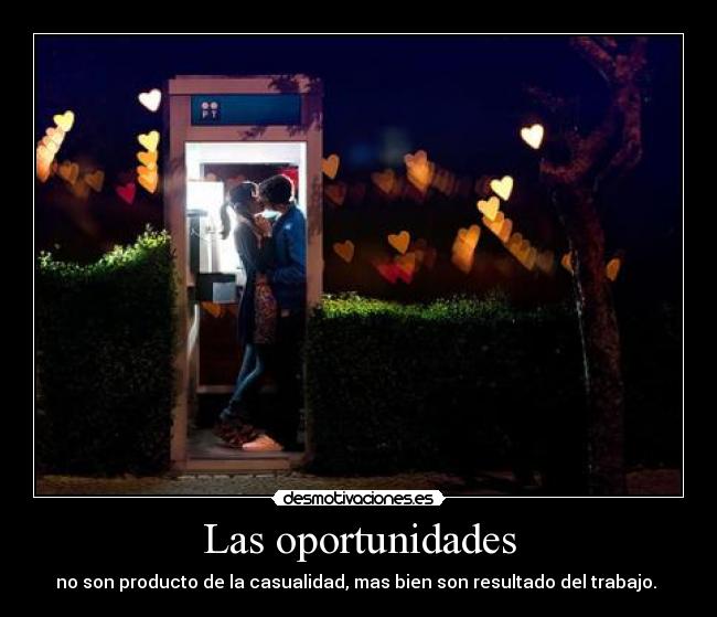 Las oportunidades - no son producto de la casualidad, mas bien son resultado del trabajo.