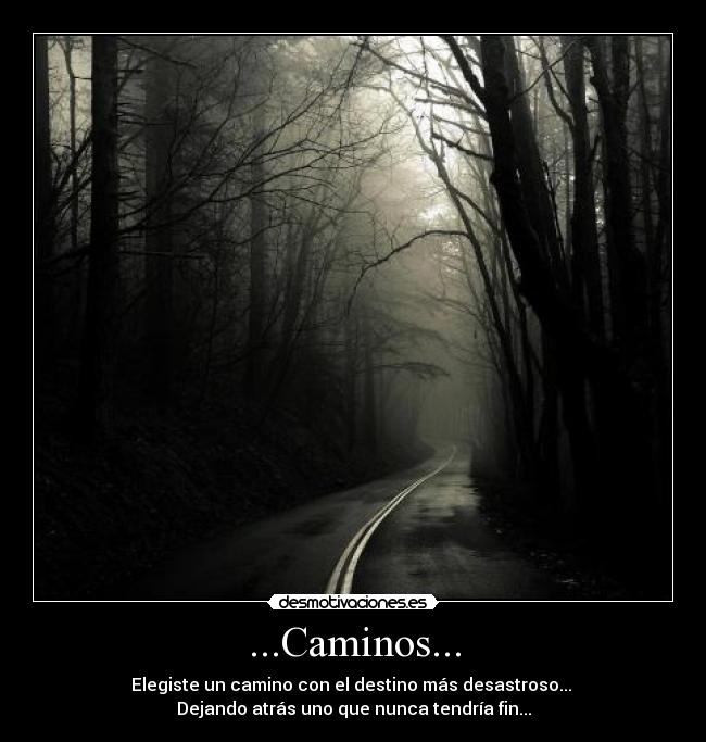 ...Caminos... - Elegiste un camino con el destino más desastroso...
Dejando atrás uno que nunca tendría fin...