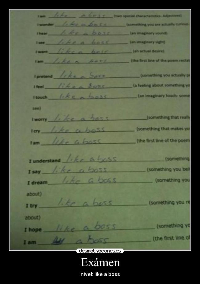 Exámen - nivel: like a boss