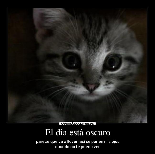 El día está oscuro - parece que va a llover, así se ponen mis ojos
cuando no te puedo ver.