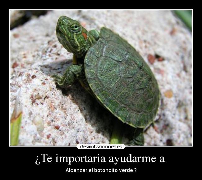 ¿Te importaria ayudarme a - Alcanzar el botoncito verde ?