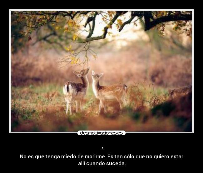 . - No es que tenga miedo de morirme. Es tan sólo que no quiero estar
allí cuando suceda.