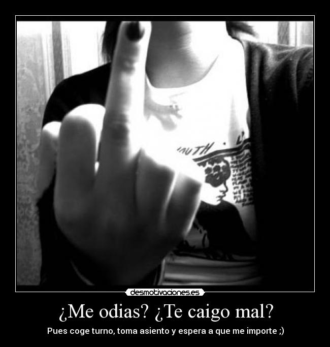 ¿Me odias? ¿Te caigo mal? -