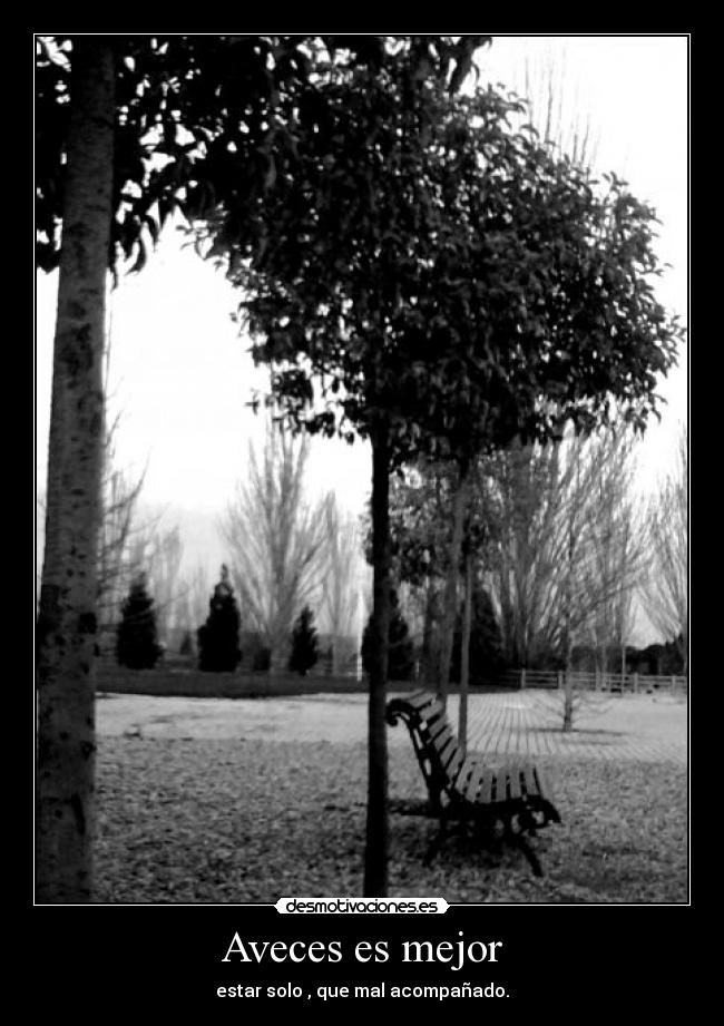 Aveces es mejor - estar solo , que mal acompañado.