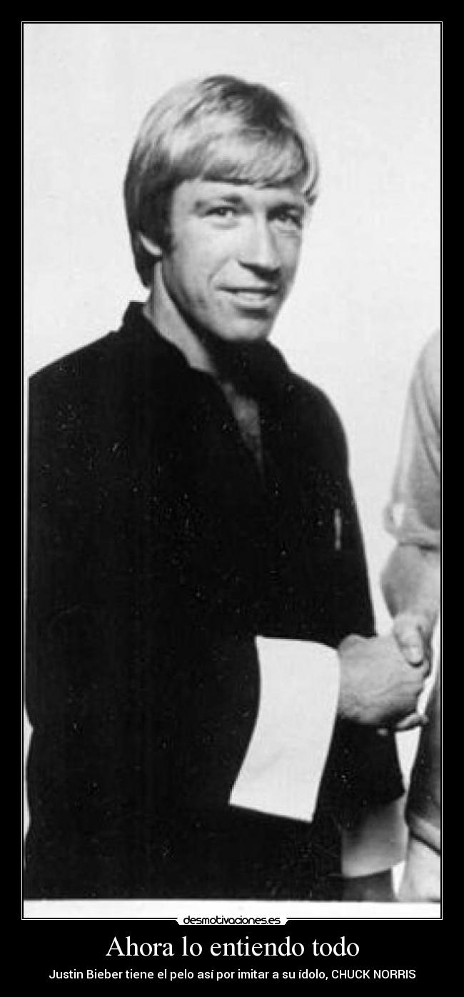 Ahora lo entiendo todo - Justin Bieber tiene el pelo así por imitar a su ídolo, CHUCK NORRIS