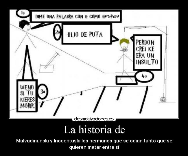 La historia de - Malvadinunski y Inocentuski los hermanos que se odian tanto que se
quieren matar entre sí