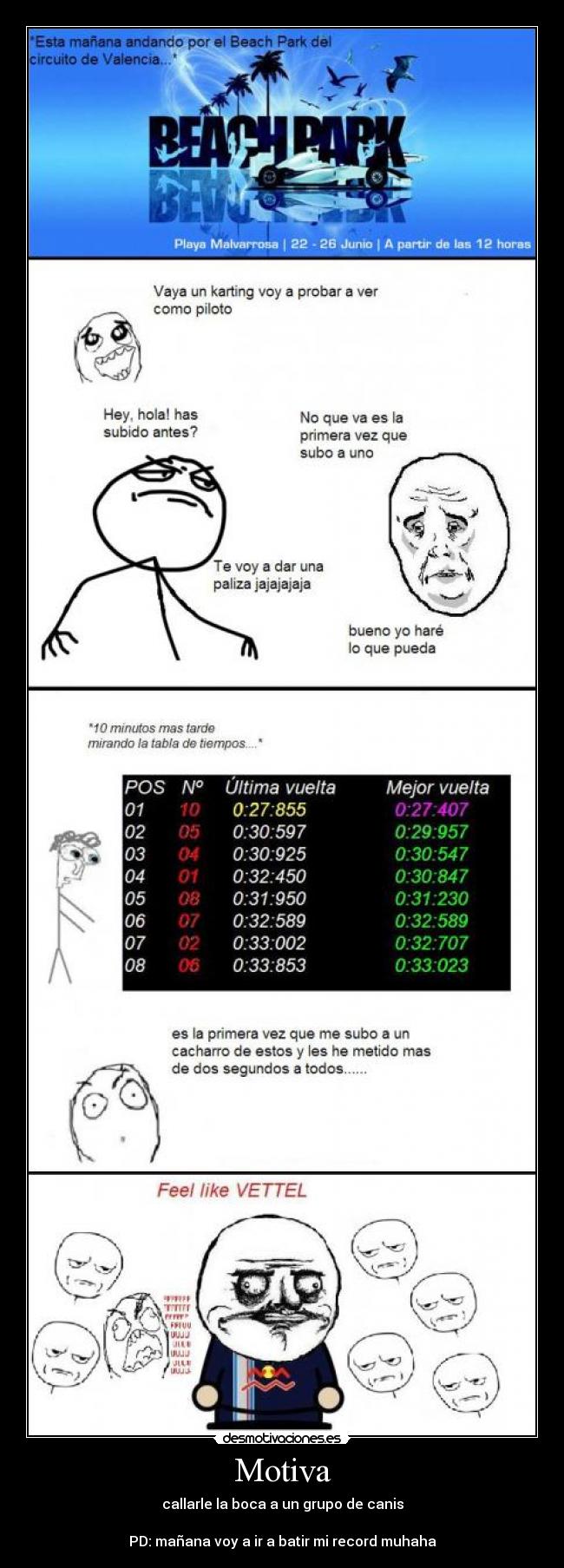 carteles motiva vettel feel like karting valencia record desmotivaciones