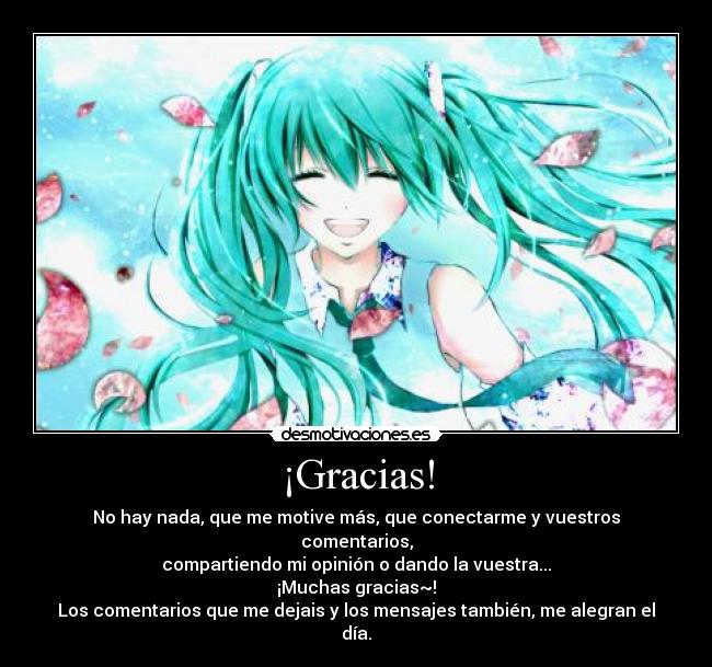 carteles alegrar dia miku hatsune kawaii vocaloid sonreir agradecimiento desmotivaciones