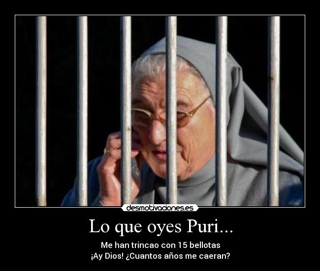 Lo que oyes Puri... - Me han trincao con 15 bellotas
¡Ay Dios! ¿Cuantos años me caeran?