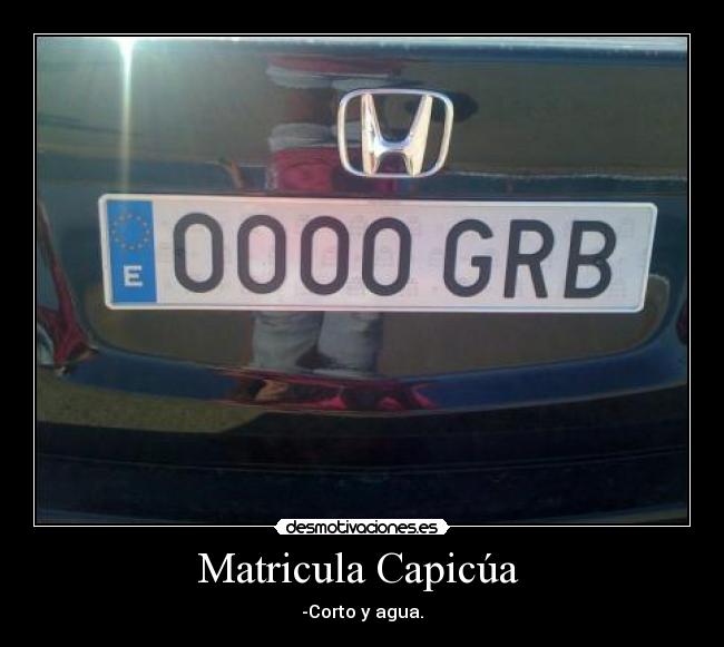 Matricula Capicúa - -Corto y agua.